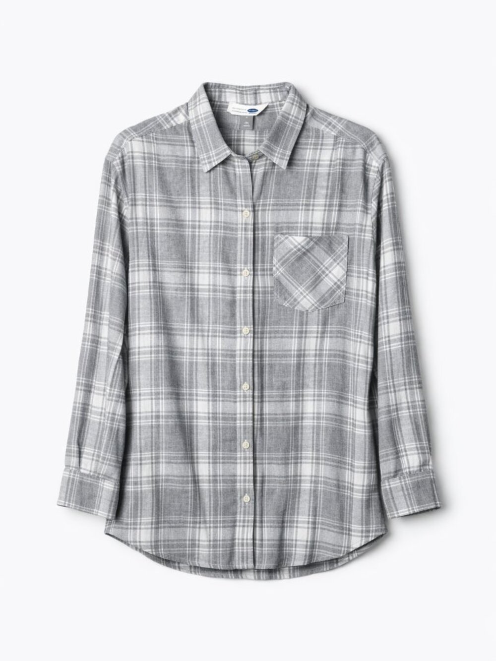 Old Navy Women’s Gray & White Plaid Boyfriend Shirt | Size M Tall